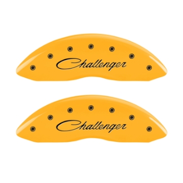 Picture of MGP 4 Caliper Covers Engraved F & R Cursive-Challenger Yellow Finish Black Char 2006 Dodge Charger