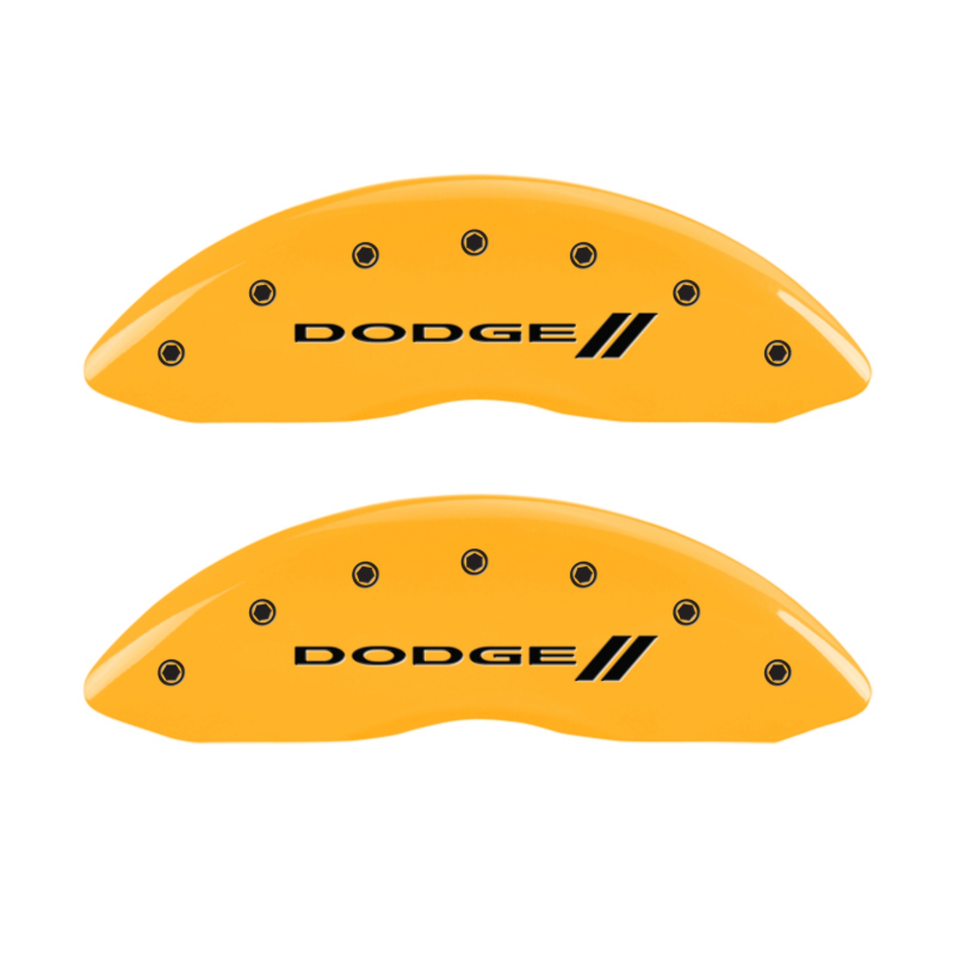 Picture of MGP 4 Caliper Covers Engraved F & R w- Stripes-Dodge Yellow Finish Black Char 2008 Dodge Durango