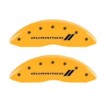 Picture of MGP 4 Caliper Covers Engraved F & R w- Stripes-Durango Yellow Finish Black Char 2007 Dodge Durango