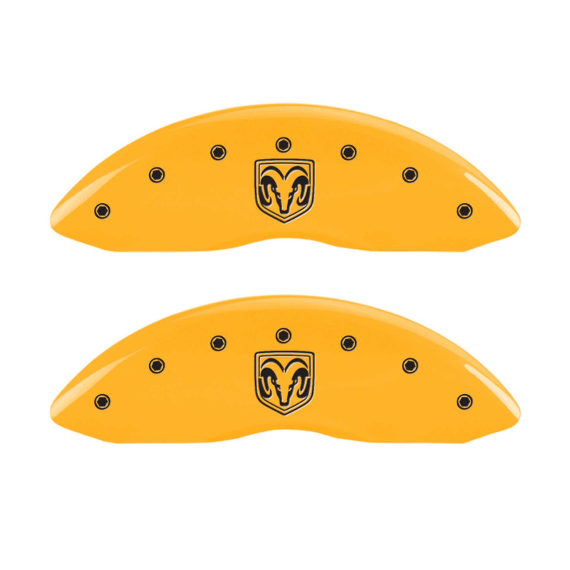 Picture of MGP 4 Caliper Covers Engraved Front Ram Rear Ramhead Yellow Finish Black Char 2007 Dodge Durango