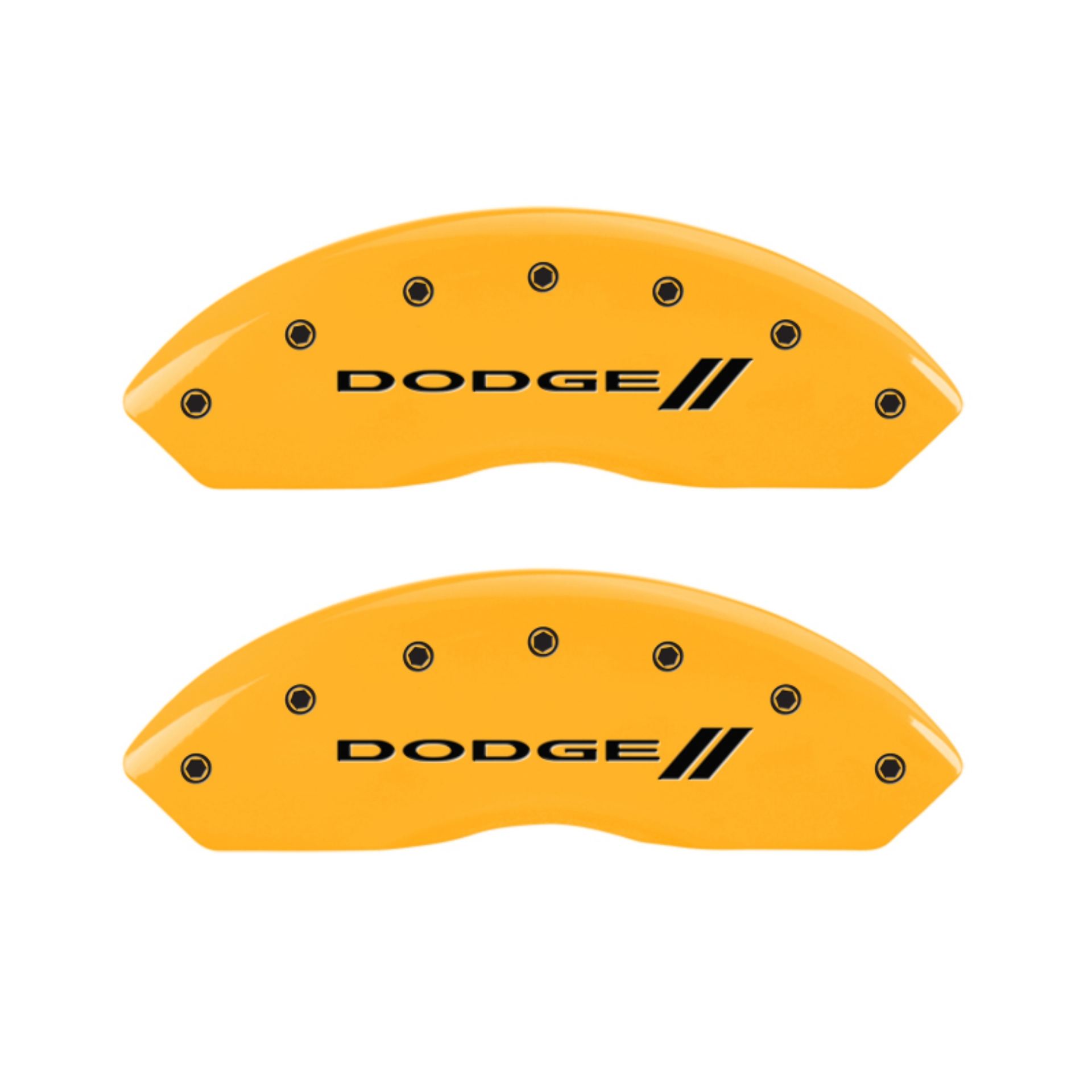 Picture of MGP 4 Caliper Covers Engraved F & R Stripes-Dodge Yellow Finish Black Char 2010 Dodge Nitro