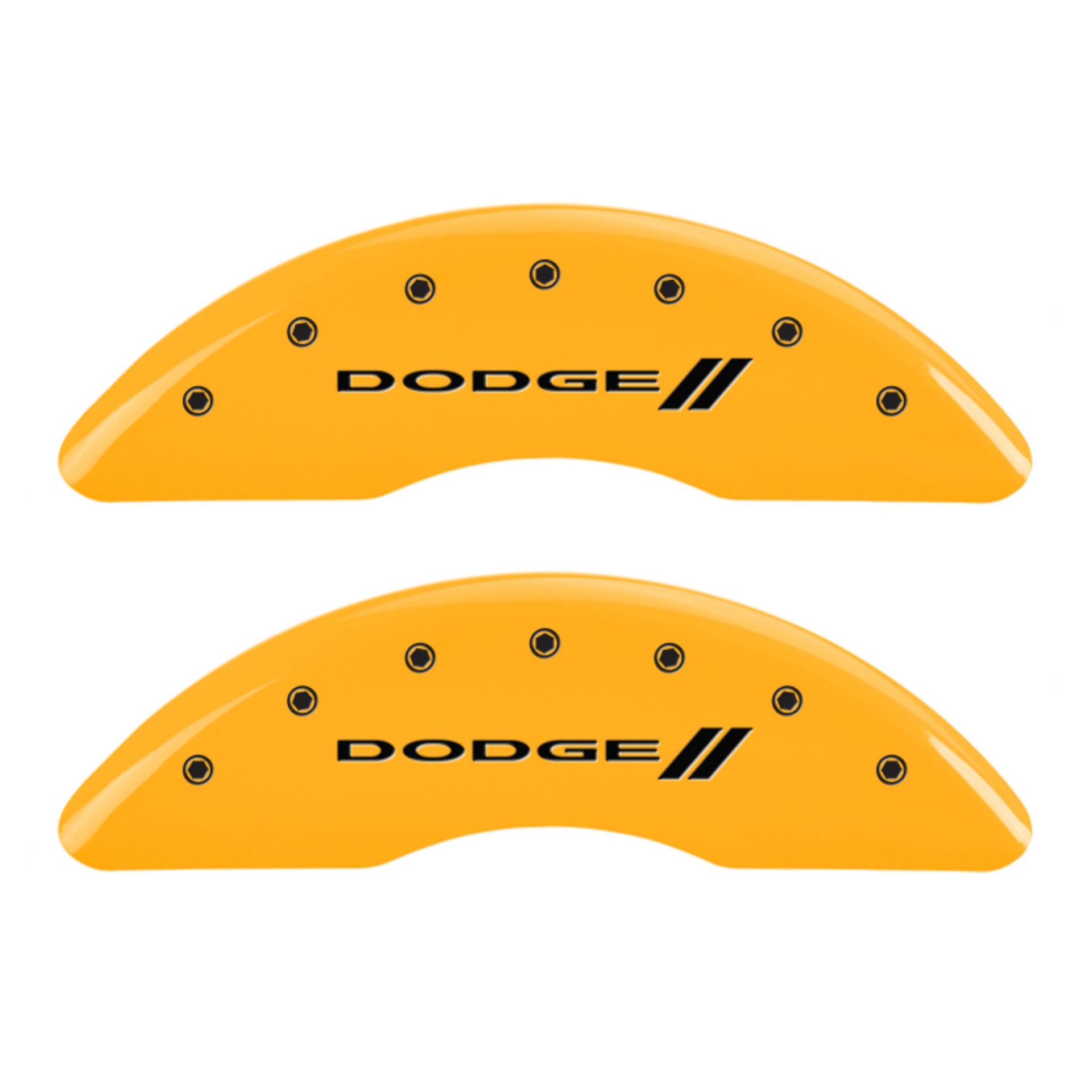 Picture of MGP 4 Caliper Covers Engraved F & R Stripes-Dodge Yellow Finish Black Char 2010 Dodge Ram 3500