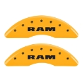Picture of MGP 4 Caliper Covers Engraved Front Ram Rear Ramhead Yellow Finish Black Char 2010 Dodge Ram 2500