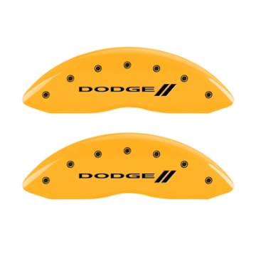 Picture of MGP 4 Caliper Covers Engraved F & R w- Stripes-Dodge Yellow Finish Black Char 2006 Dodge Durango