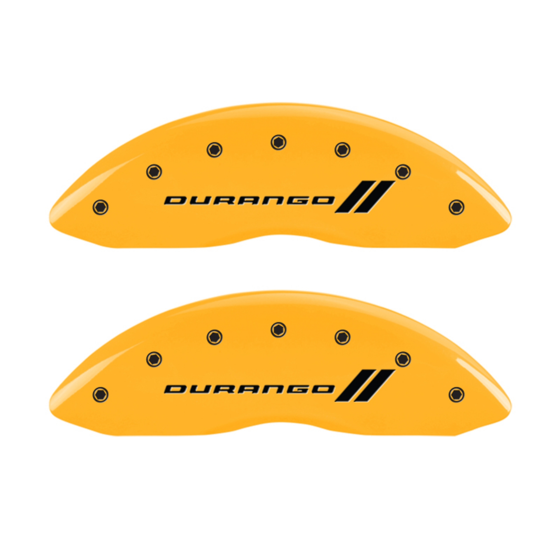 Picture of MGP 4 Caliper Covers Engraved F & R w- Stripes-Durango Yellow Finish Black Char 2006 Dodge Durango