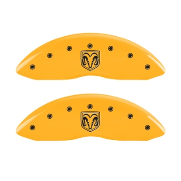 Picture of MGP 4 Caliper Covers Engraved Front Ram Rear Ramhead Yellow Finish Black Char 2006 Dodge Durango