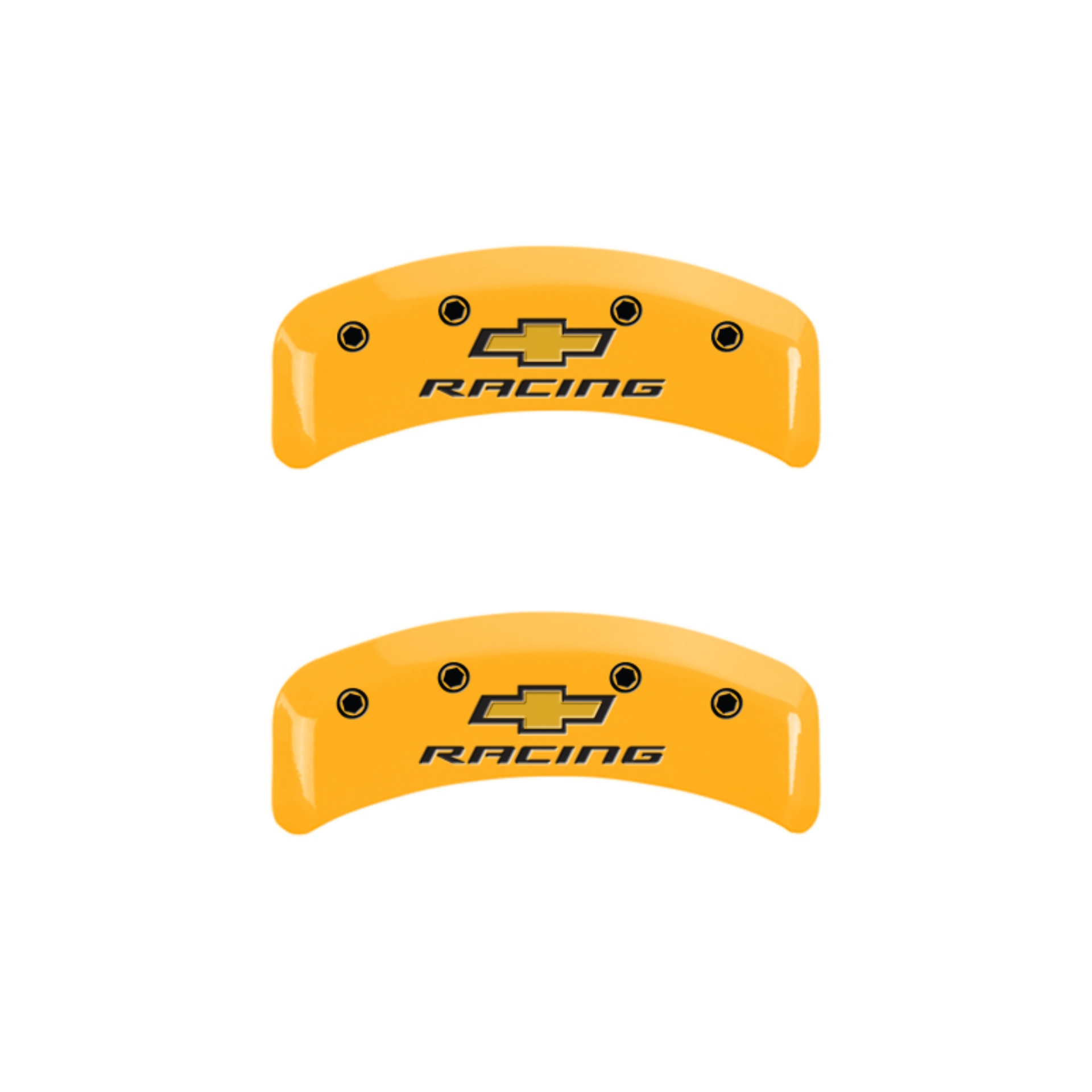 Picture of MGP 4 Caliper Covers Engraved F & R Chevy Racing Yellow Finish Black Char 1988 Chevrolet Corvette