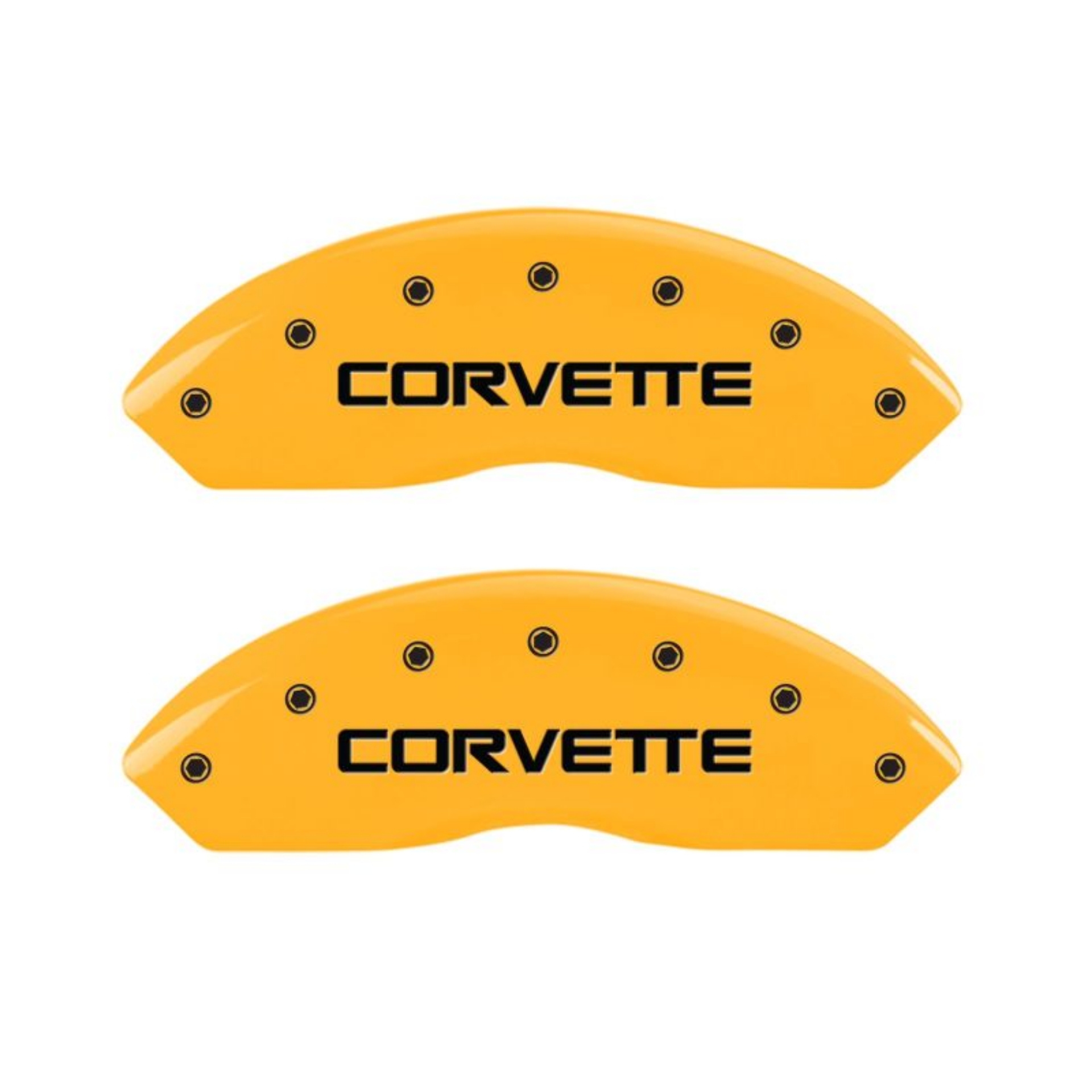 Picture of MGP 4 Caliper Covers Engraved F & R C4-Corvette Yellow Finish Black Char 1988 Chevrolet Corvette