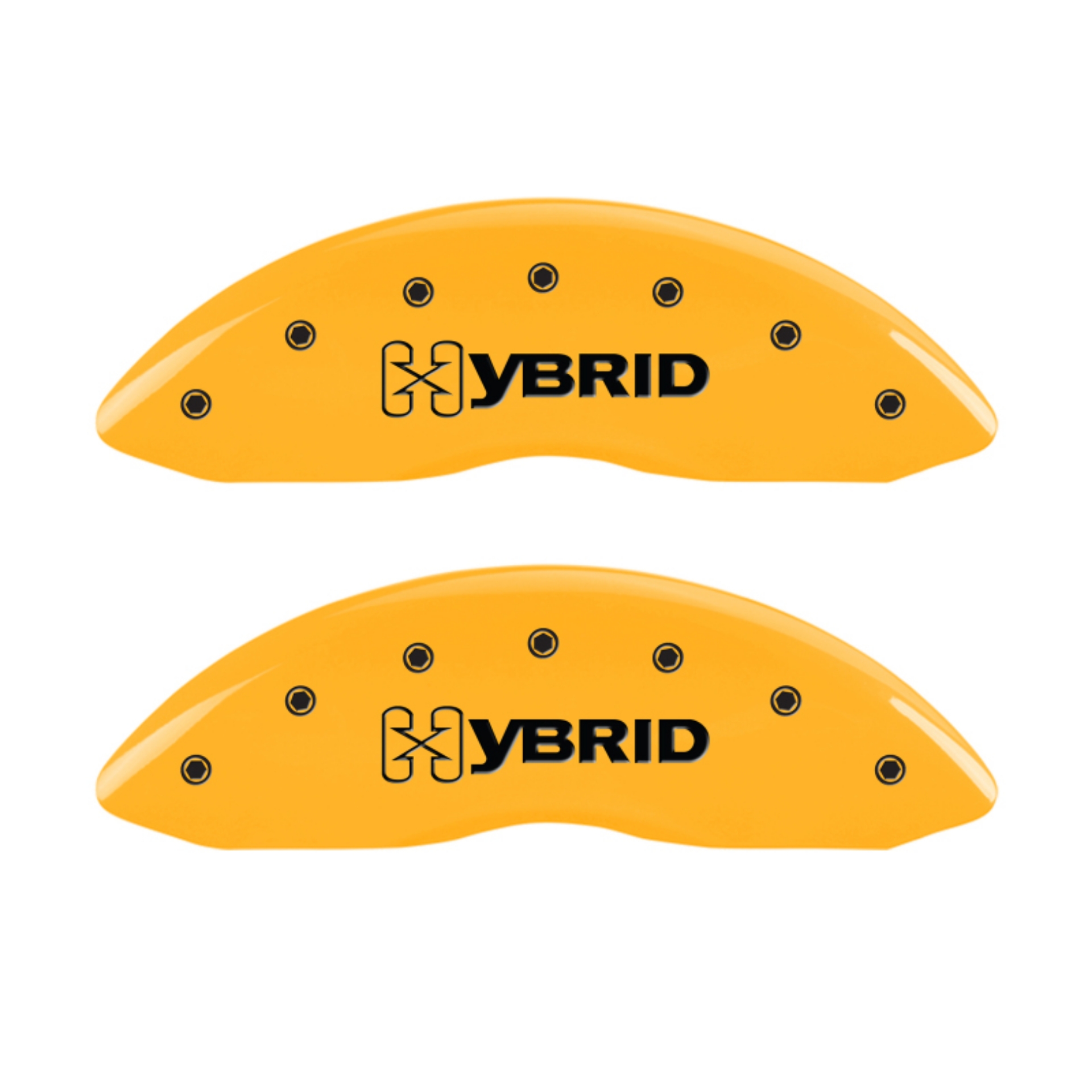 Picture of MGP 4 Caliper Covers Engraved F & R GM Style Yellow Finish Black Char 2005 Chevy Silverado 1500