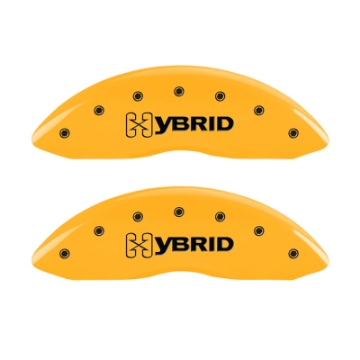 Picture of MGP 4 Caliper Covers Engraved F & R GM Style Yellow Finish Black Char 2005 Chevy Silverado 1500