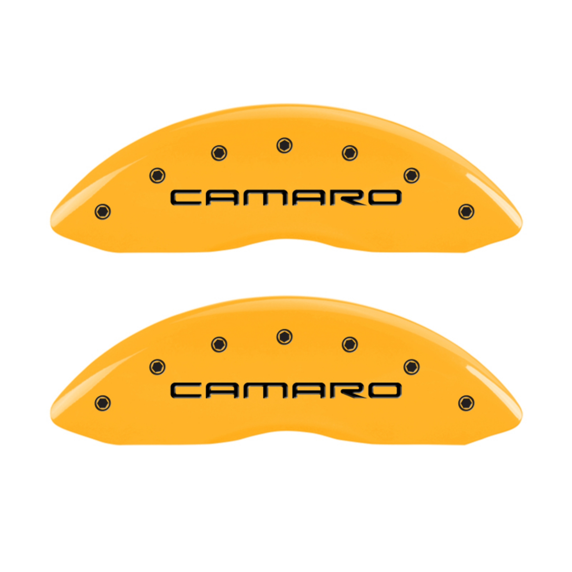 Picture of MGP 4 Caliper Covers Engraved F & R Gen 4-Camaro Yellow Finish Black Char 2000 Chevrolet Camaro