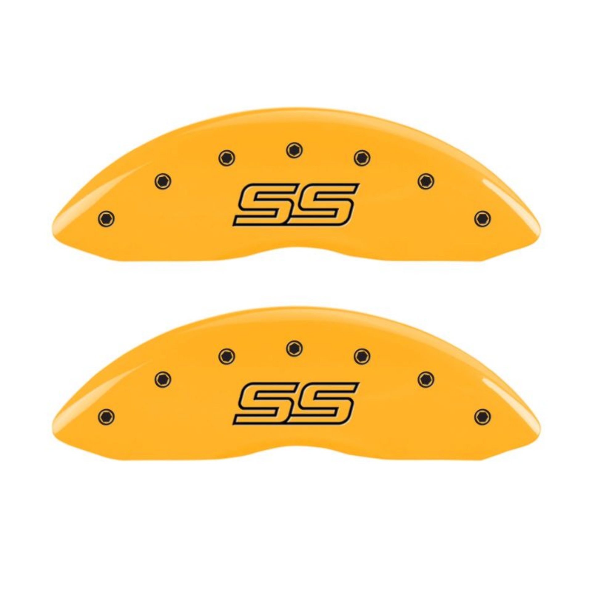 Picture of MGP 4 Caliper Covers Engraved F & R Trailblazer SS Yellow Finish Black Char 2008 Chevy Trailblazer