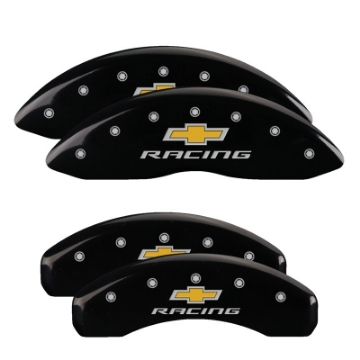 Picture of MGP 4 Caliper Covers Engraved F & R Chevy Racing Black Finish Silver Char 2012 Chevrolet Camaro