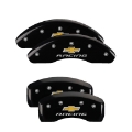 Picture of MGP 2 Caliper Covers Engraved Front Bowtie Yellow Finish Black Char 1999 Chevrolet Tahoe