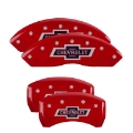 Picture of MGP 4 Caliper Covers Engraved F & R 100 Anniversary Red Finish Silver Char 2019 Chevrolet Colorado