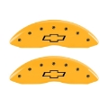 Picture of MGP 2 Caliper Covers Engraved Front Bowtie Yellow Finish Blk Char 05 Chevy Silverado 1500