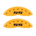 Picture of MGP 2 Caliper Covers Engraved Silverado SS Yellow Finish Blk Char 05 Chevy Silverado 1500