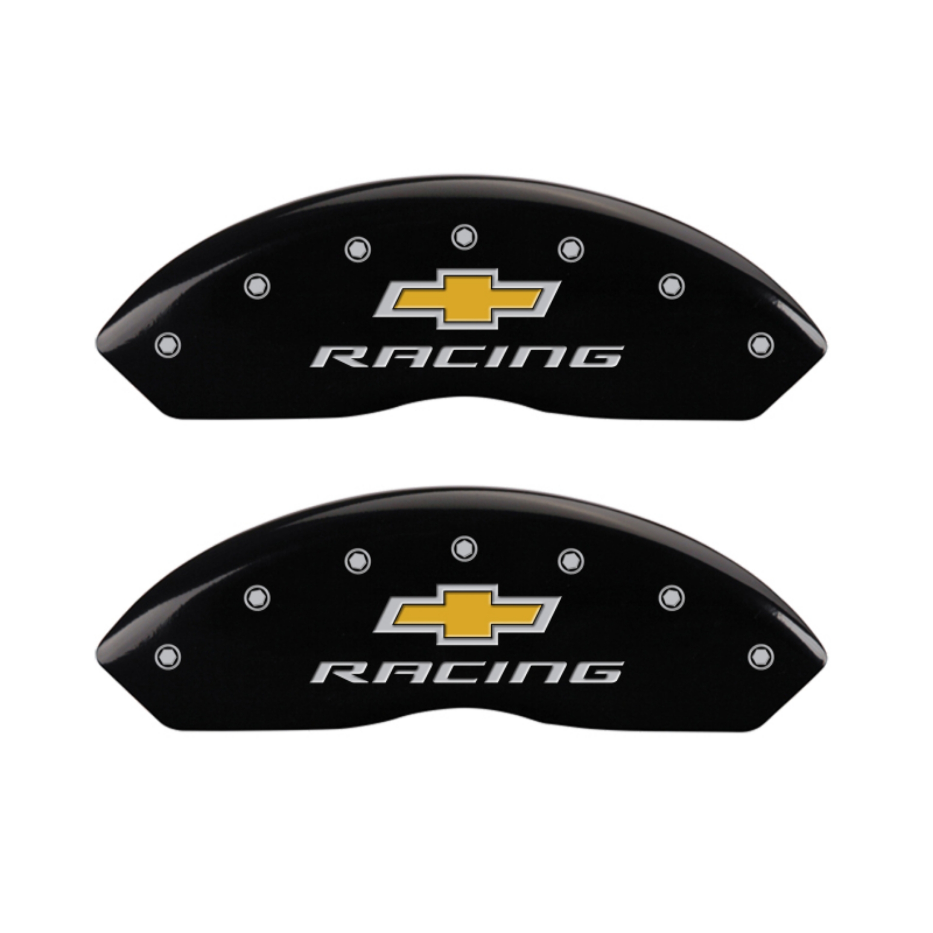 Picture of MGP 4 Caliper Covers Engraved F & R Chevy Racing Black Finish Silver Char 2017 Chevrolet Camaro