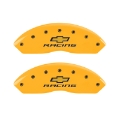 Picture of MGP 4 Caliper Covers Engraved F & R Chevy Racing Yellow Finish Black Char 2017 Chevrolet Camaro