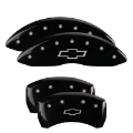 Picture of MGP 4 Caliper Covers Engraved Front & Rear Bowtie Black Finish Silver Char 2019 Chevrolet Malibu