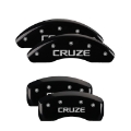 Picture of MGP 4 Caliper Covers Engraved Front & Rear Bowtie Black Finish Silver Char 2019 Chevrolet Bolt EV
