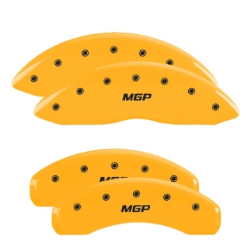 Picture of MGP 4 Caliper Covers Engraved F & R 100 Anniversary Yellow Finish Black Char 2019 Chevrolet Equinox