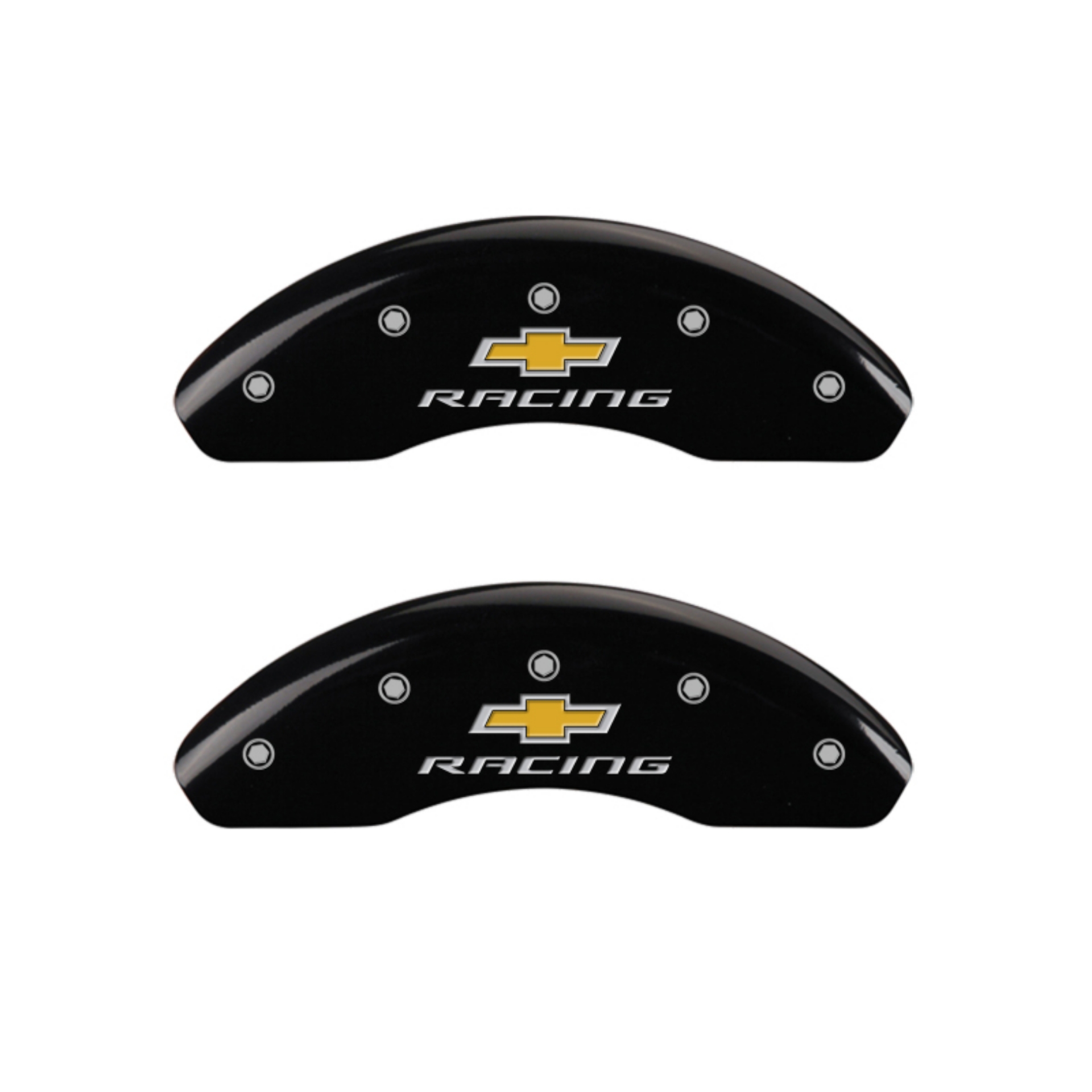 Picture of MGP 4 Caliper Covers Engraved F & R Chevy Racing Black Finish Silver Char 2019 Chevrolet Equinox