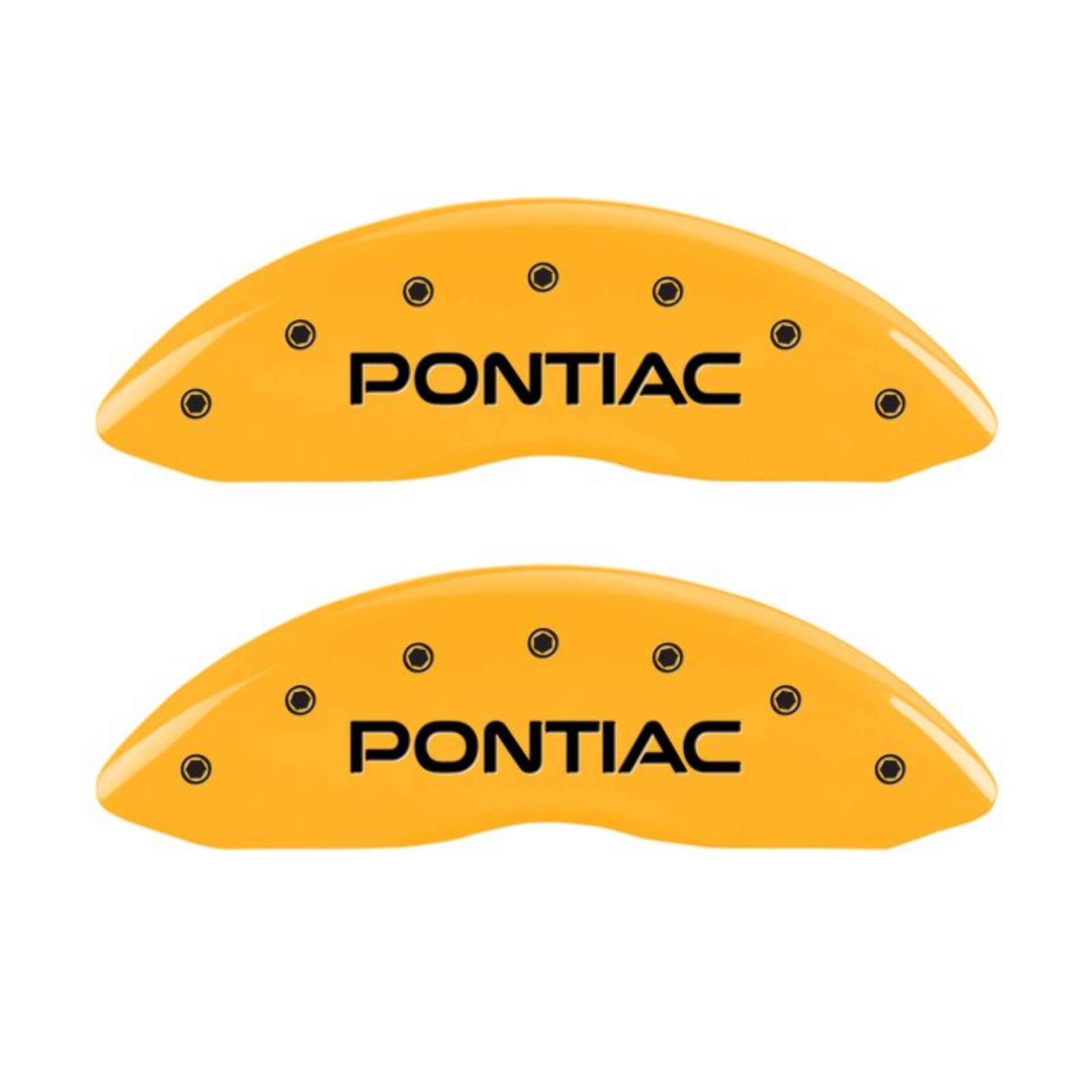 Picture of MGP 4 Caliper Covers Engraved Front Pontiac Rear Arrow Yellow Finish Blk Char 2001 Pontiac Firebird