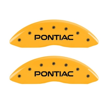 Picture of MGP 4 Caliper Covers Engraved Front Pontiac Rear Arrow Yellow Finish Blk Char 05 Pontiac Bonneville