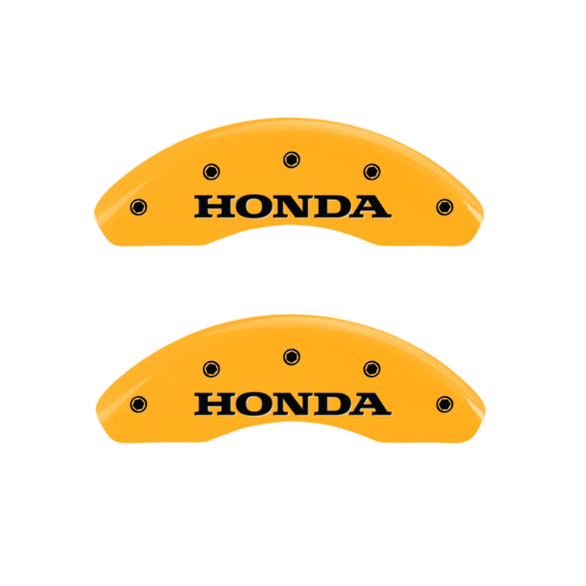 Picture of MGP 4 Caliper Covers Engraved Front Honda Rear H Logo Yellow Finish Black Char 2005 Honda Civic