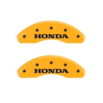 Picture of MGP 4 Caliper Covers Engraved Front Honda Rear H Logo Yellow Finish Black Char 2003 Honda Element