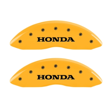Picture of MGP 4 Caliper Covers Engraved Front Honda Rear H Logo Yellow Finish Black Char 2009 Honda Ridgeline