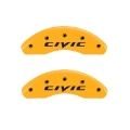 Picture of MGP 2 Caliper Covers Engraved Front 2015-Civic Yellow Finish Black Char 2011 Honda Civic
