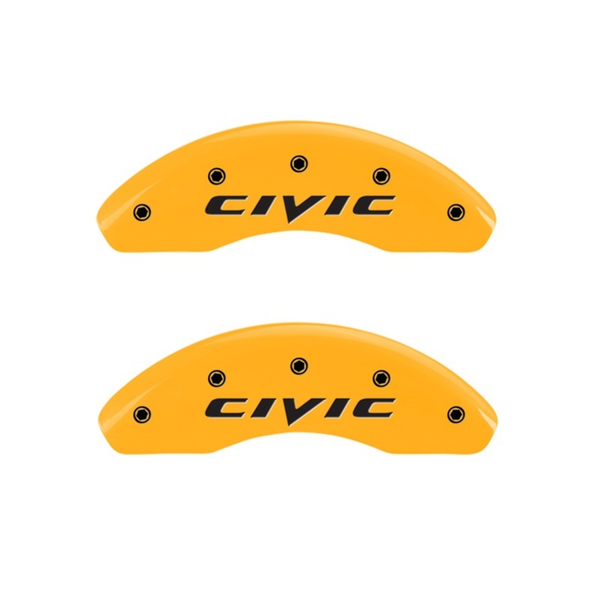 Picture of MGP 2 Caliper Covers Engraved Front 2015-Civic Yellow Finish Black Char 2011 Honda Civic