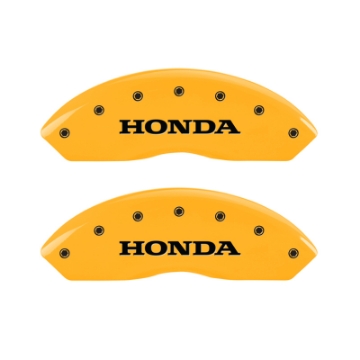 Picture of MGP 4 Caliper Covers Engraved Front Honda Rear H Logo Yellow Finish Black Char 2004 Honda Pilot