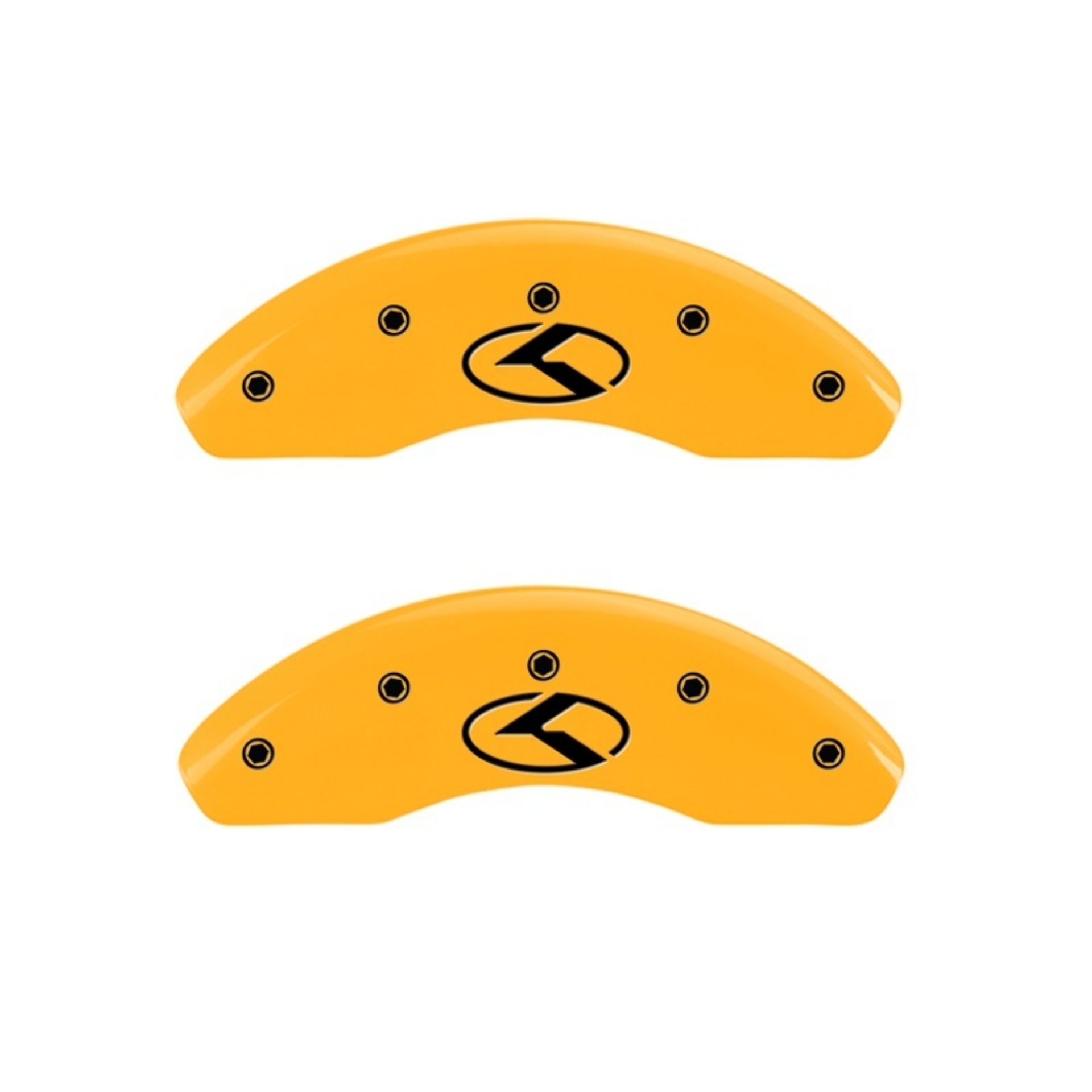 Picture of MGP 2 Caliper Covers Engraved Front Circle K-Kia Yellow Finish Black Char 2018 Kia Rio