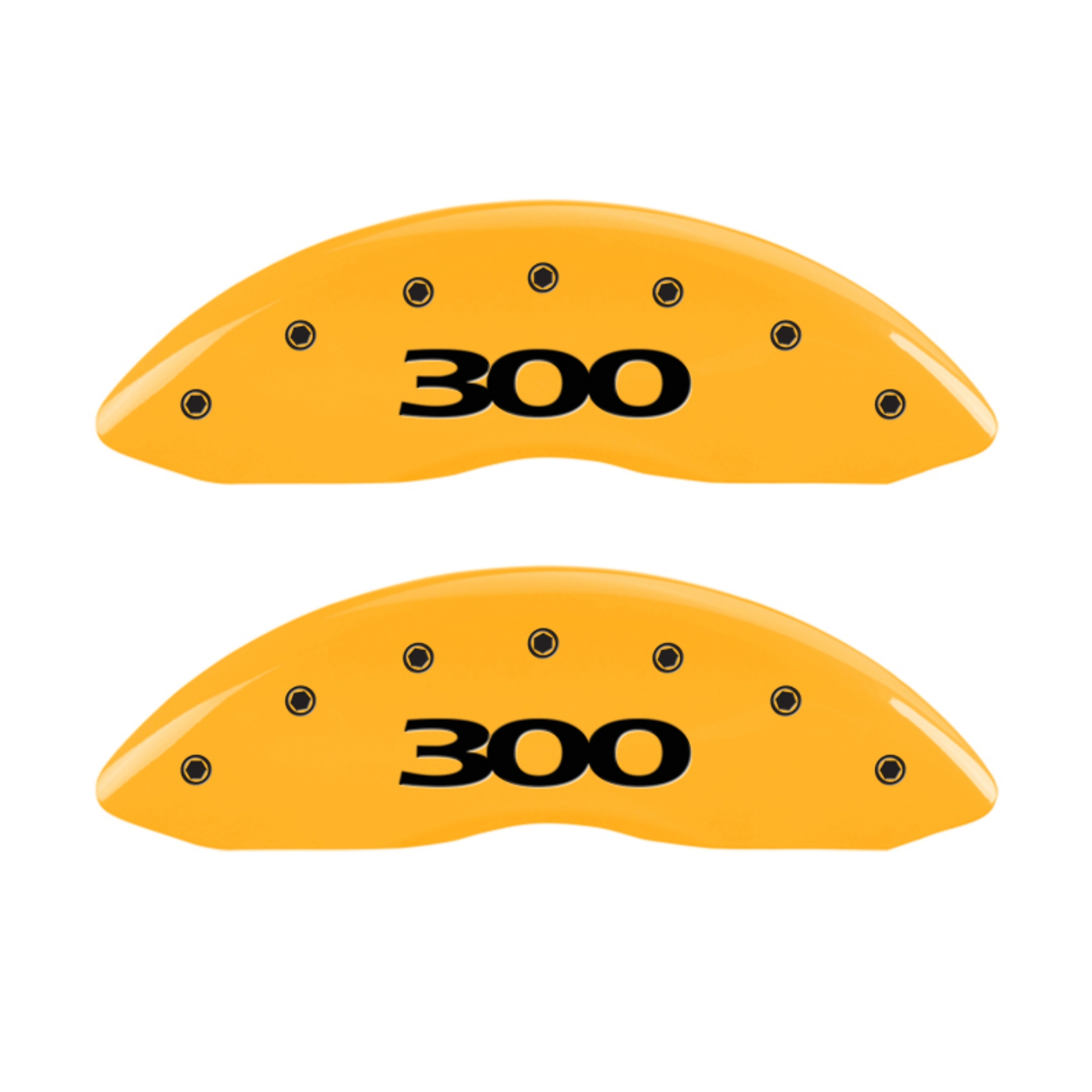 Picture of MGP 4 Caliper Covers Engraved Front & Rear 300 Yellow Finish Black Char 2005 Chrysler 300