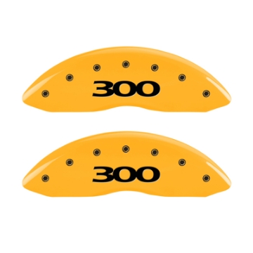 Picture of MGP 4 Caliper Covers Engraved Front & Rear 300 Yellow Finish Black Char 2005 Chrysler 300