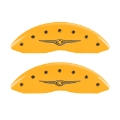 Picture of MGP 4 Caliper Covers Engraved F & R Chrysler Wing Yellow Finish Black Char 2009 Chrysler Aspen