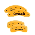 Picture of MGP 4 Caliper Covers Engraved F & R Chrysler Wing Yellow Finish Black Char 2009 Chrysler Aspen