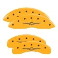 Picture of MGP 4 Caliper Covers Engraved F & R Chrysler Wing Yellow Finish Black Char 2009 Chrysler Aspen