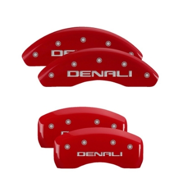 Picture of MGP 4 Caliper Covers Engraved Front & Rear 300-2017 Red Finish Silver Char 2014 Chrysler 300