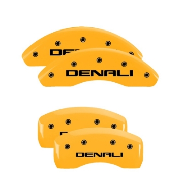 Picture of MGP 4 Caliper Covers Engraved Front & Rear 300-2017 Yellow Finish Black Char 2014 Chrysler 300