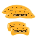 Picture of MGP 4 Caliper Covers Engraved Front & Rear 300-2017 Yellow Finish Black Char 2014 Chrysler 300