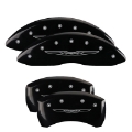 Picture of MGP 4 Caliper Covers Engraved F & R Chrysler Wing Black Finish Silver Char 2017 Chrysler Pacifica