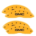 Picture of MGP 4 Caliper Covers Engraved F & R Gm Style-Hybrid Yellow Finish Black Char 2002 GMC Sierra 1500