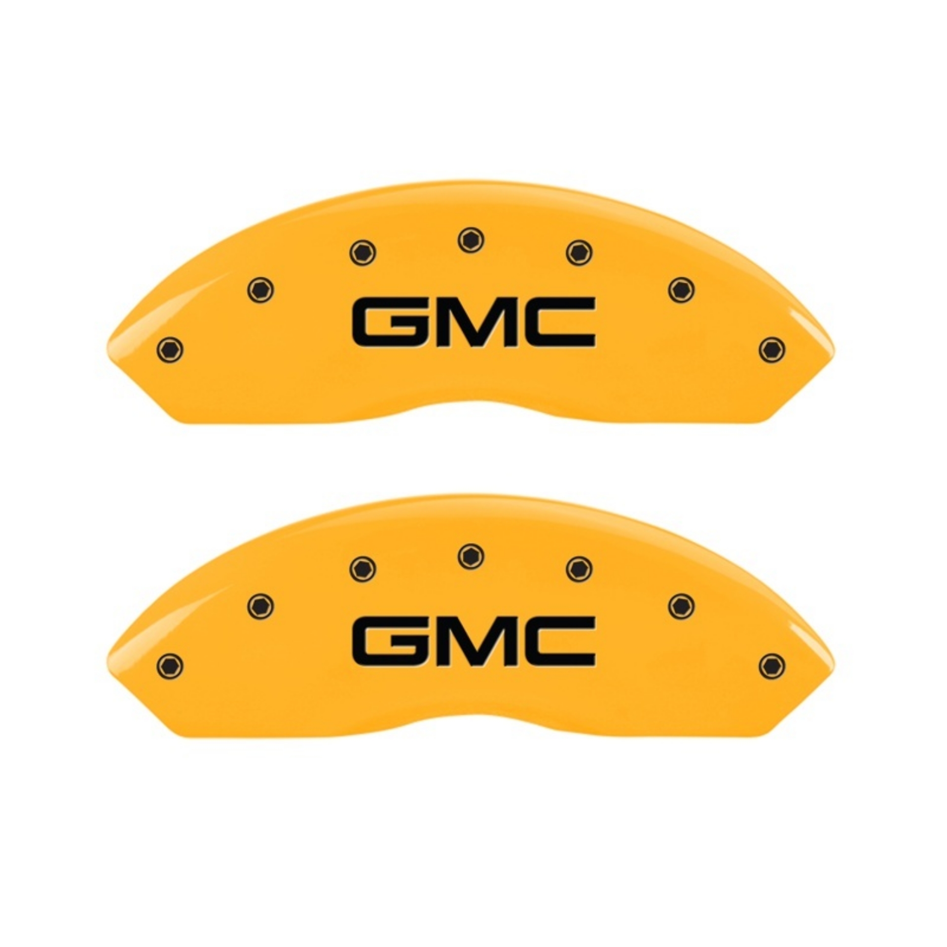 Picture of MGP 2 Caliper Covers Engraved Front GMC Yellow Finish Black Characters 1997 GMC Yukon