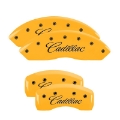 Picture of MGP 4 Caliper Covers Engraved F & R Cursive-Cadillac Yellow Finish Black Char 2006 Cadillac SRX