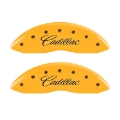 Picture of MGP 4 Caliper Covers Engraved F & R Cursive-Cadillac Yellow Finish Black Char 2010 Cadillac SRX