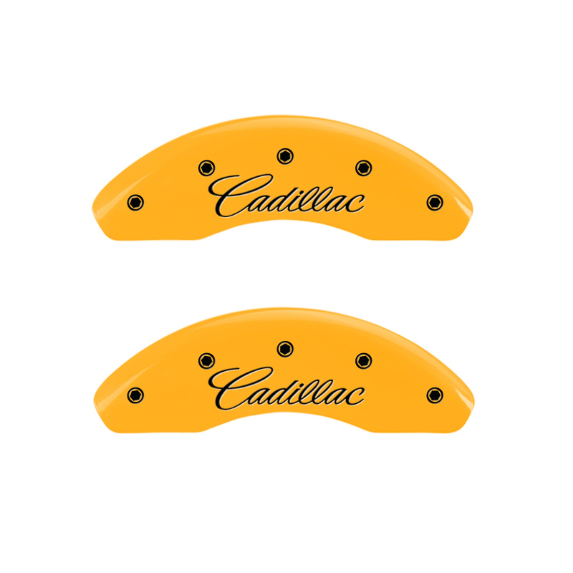 Picture of MGP 4 Caliper Covers Engraved F & R Cursive-Cadillac Yellow Finish Black Char 1998 Cadillac DeVille